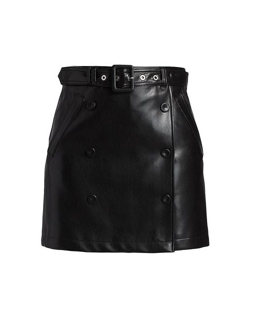 Cinq À Sept Black Quin Faux Leather Miniskirt