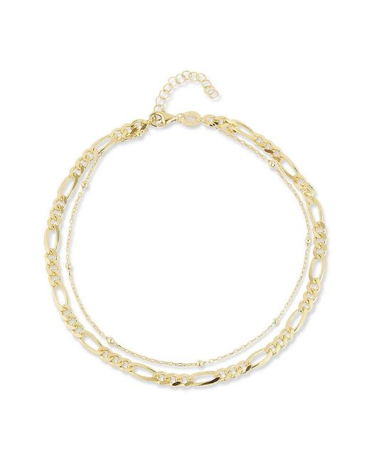 Chloe and Madison Metallic 14K--Plated Sterling Double Chain Anklet