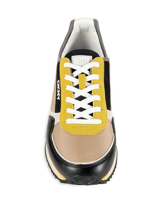 DKNY Yellow Colorblock Logo Sneakers for men