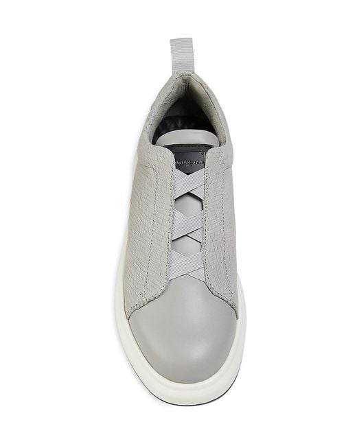 Karl Lagerfeld White Textured Low-Top Leather Sneakers for men