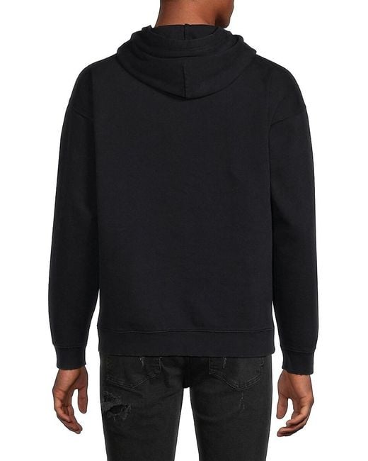 Second/Layer Black Vintage Wash Cotton Fleece Hoodie for men