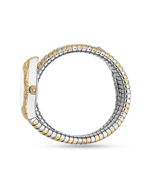 Just Cavalli Metallic Aurela Two-Tone Stainless Steel & Crystal Wrap Watch/20Mm