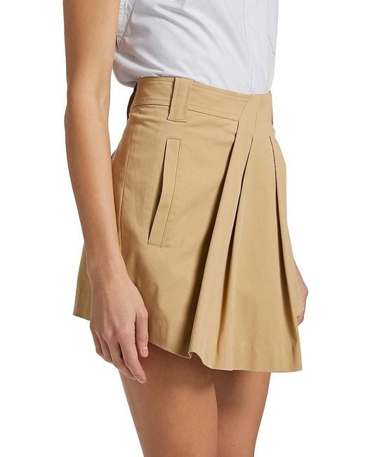 A.L.C. Natural A. L.C. Brody Pleated Stretch Cotton Shorts