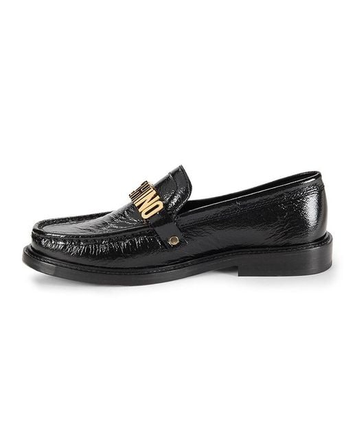 Moschino Couture Black ! Logo Patent Leather Loafers