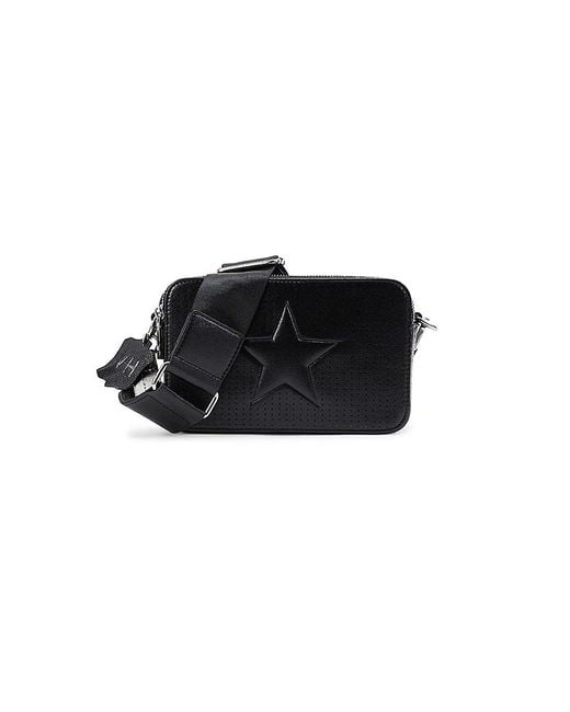 Vintage Havana Black Perforated Star Leather Crossbody Bag