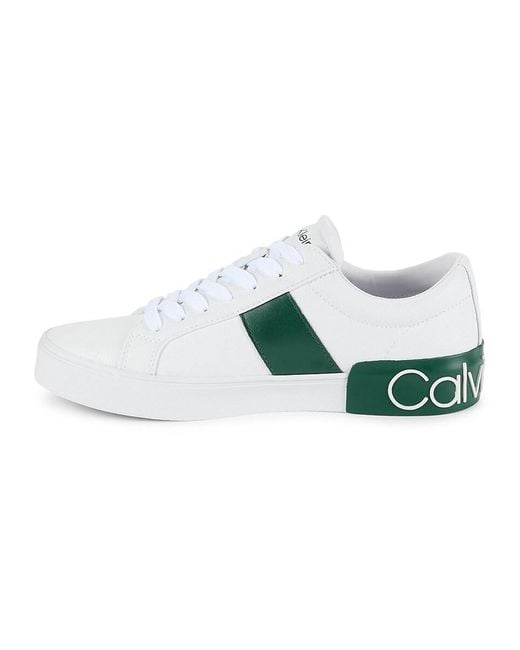 Calvin Klein Green Roydan Logo Faux Leather Sneakers for men