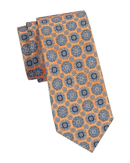 Saks Fifth Avenue Multicolor Geometric Print Silk Tie for men