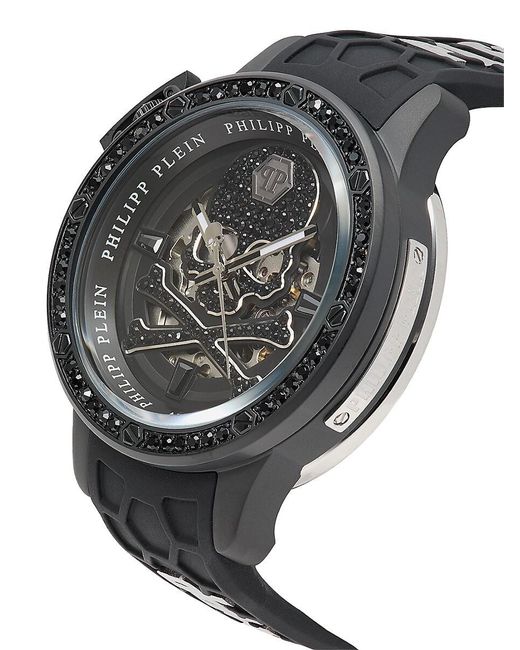 Philipp Plein Plein Rich 46mm Black Ip Stainless Steel & Silicone Strap Watch for men