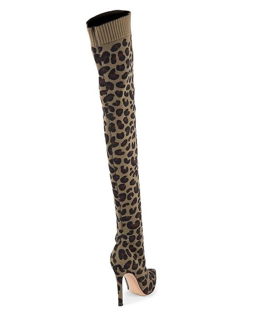 Gianvito Rossi Black 100mm Leopard-print Textile Over-the-knee Boots