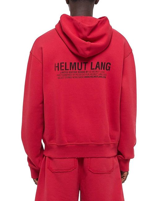 Helmut Lang Red Postcard Cotton Hoodie for men