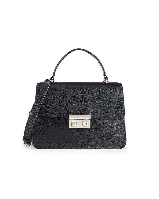 Furla Bella Leather Top Handle Bag in Black | Lyst