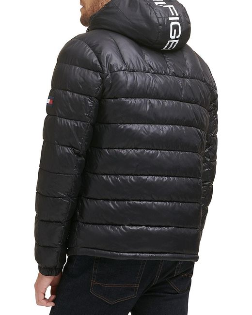 Tommy Hilfiger Faux Fur Hooded Puffer Jacket in Black for Men | Lyst UK