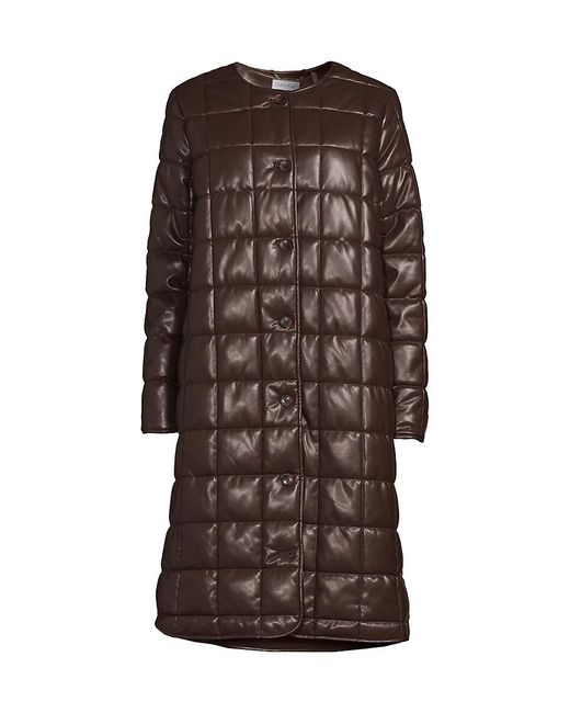 Calvin Klein Brown Longline Faux Leather Puffer Jacket