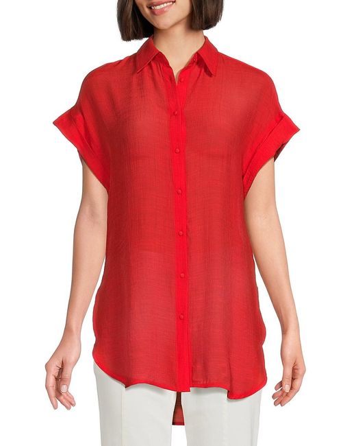 Nanette Lepore Red Side Slit Shirt