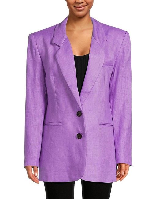Ronny Kobo Purple Klover Oversized Linen Blazer