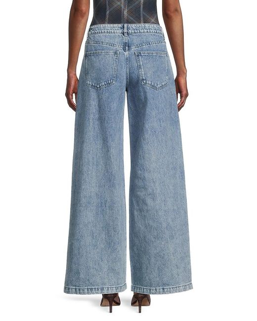 WeWoreWhat Blue Cotton Low-Rise Flared Relaxed Fit Jeans