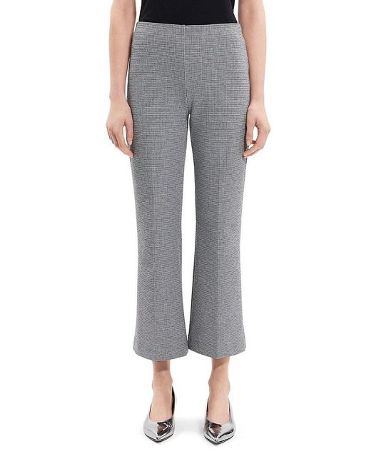Theory Gray Houndstooth Flare Pants