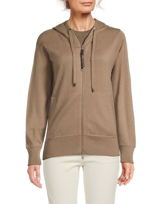 Brunello Cucinelli Natural Drawstring Cashmere Hoodie