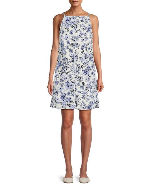 Tommy Hilfiger Blue Floral Square-Neck Minidress