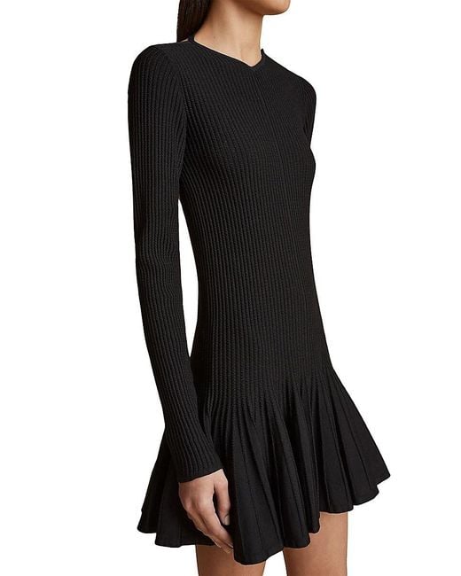 Khaite Black Mamie Ribbed-Knit Minidress