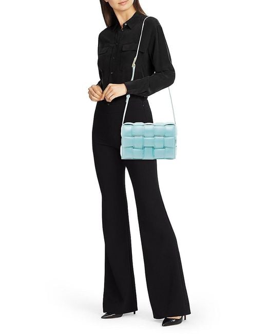 Bottega Veneta Blue The Cassette Padded Leather Crossbody Bag