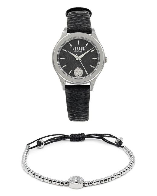 Versus  Black Mount Pleasant 2-piece 34mm Stainless Steel Watch & Bolo Bracelet Gift Set
