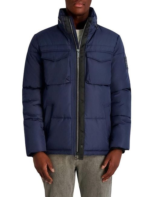 Karl Lagerfeld Gray Stand Collar Regular Fit Puffer Jacket for men