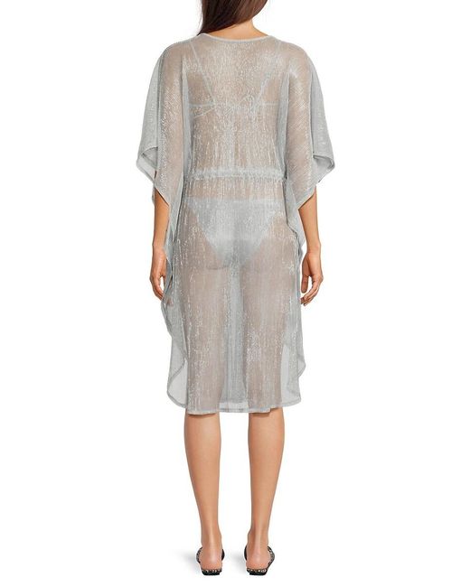 AREA STARS Gray Summer Breeze Sheer Cover-Up Dress