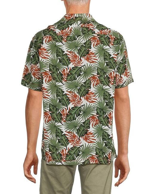 Report Collection Green 'Tropical Print Camp Shirt for men