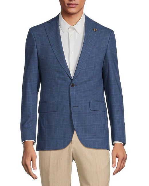 Ted Baker Jay Plaid Blazer in Blue for Men | Lyst