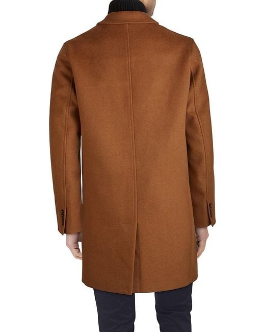 Cole Haan Black Wool-blend Notch Collar Coat for men