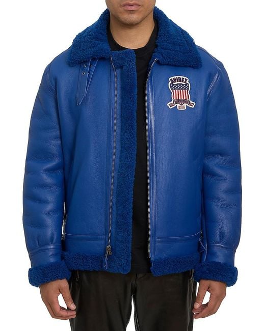 Avirex Blue Icon Shearling Jacket for men