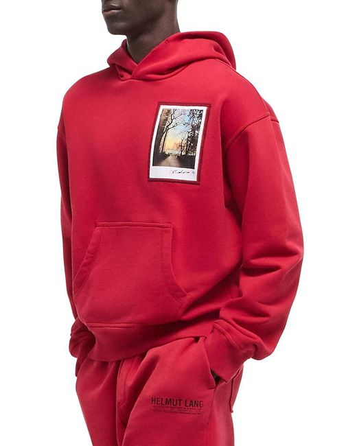 Helmut Lang Red Postcard Cotton Hoodie for men