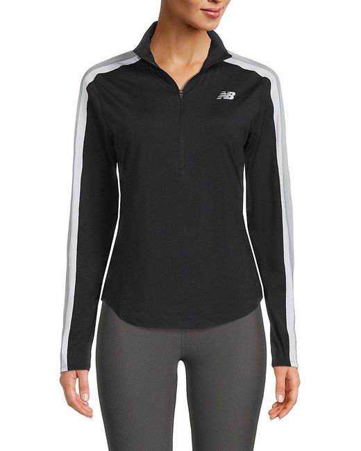 New Balance Accelerate Quarter Zip Jacket in Black Lyst