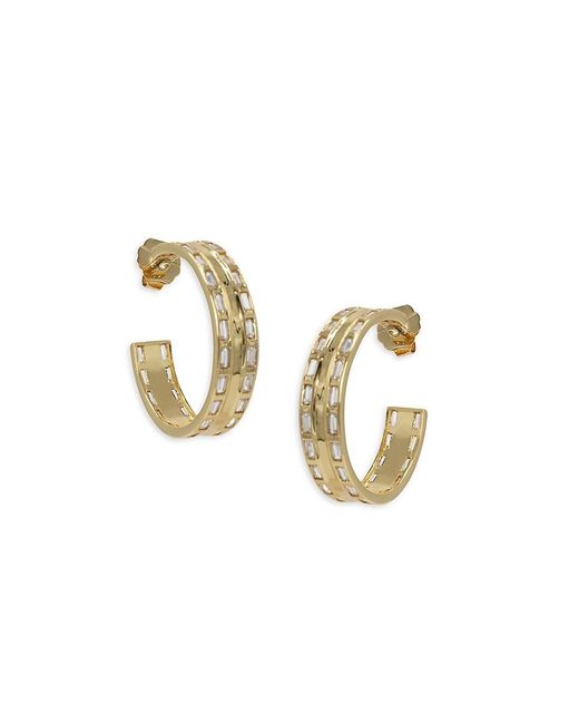 CZ by Kenneth Jay Lane Metallic Look Of Real 14k Goldplated & Emerald Cubic Zirconia Hoop Earrings