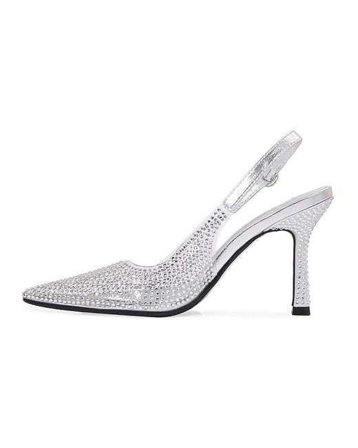 Ninety Union White Irene 90Mm Clear Rhinestone Slingback Pumps