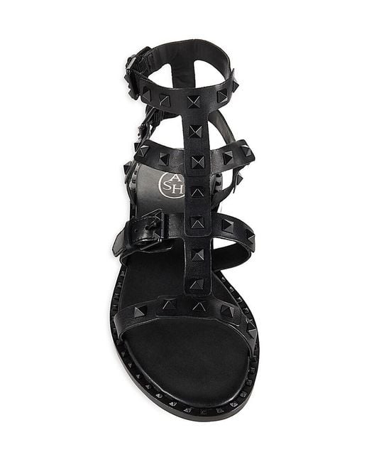 Ash Conestud Leather Gladiator Flat Sandals in Black Lyst