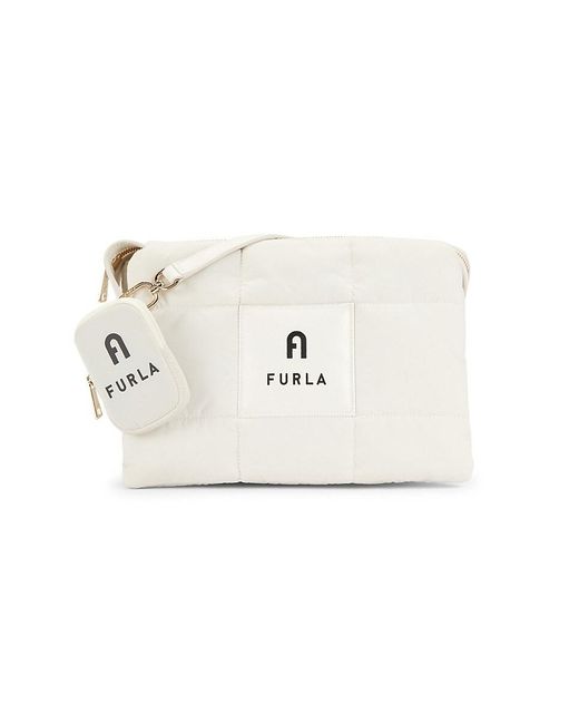 Furla White Quilted Logo Shoulder Bag
