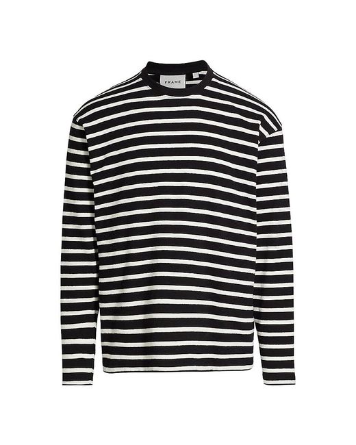 FRAME Black Relaxed-Fit Striped T-Shirt for men