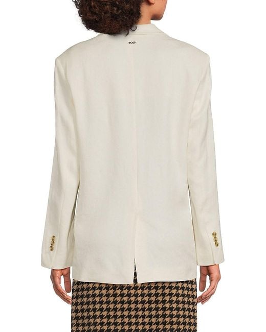 Boss White Jopeta Linen Blend Blazer