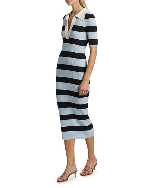 A.L.C. Blue A. L.C. Darcy Rugby-Striped Midi-Dress