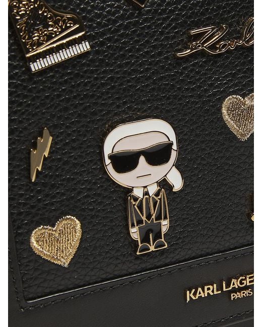 Karl Lagerfeld Black Camille Embellished Leather Crossbody Bag