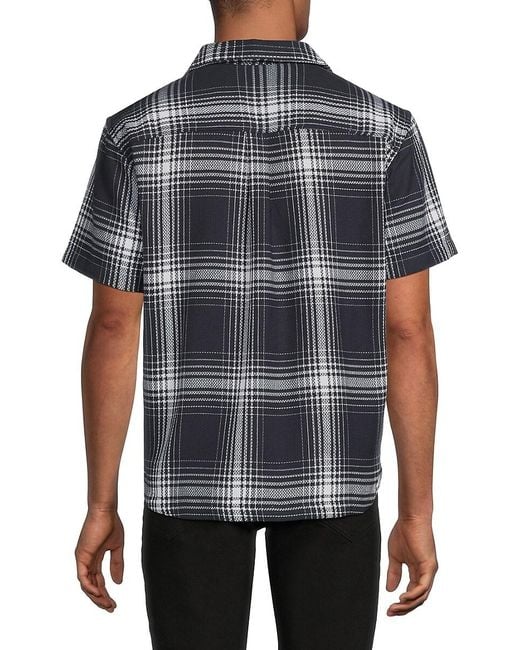 Buffalo David Bitton Gray Elian Plaid Camp Shirt for men