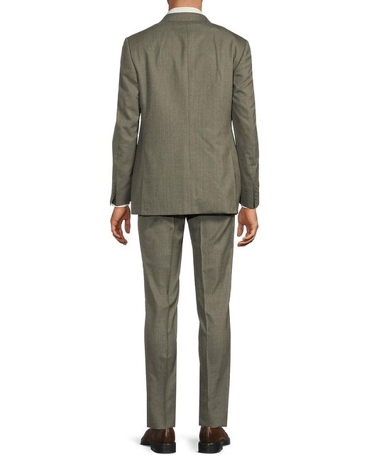 Canali Green Solid Wool Two-Button Modern-Fit Suit for men