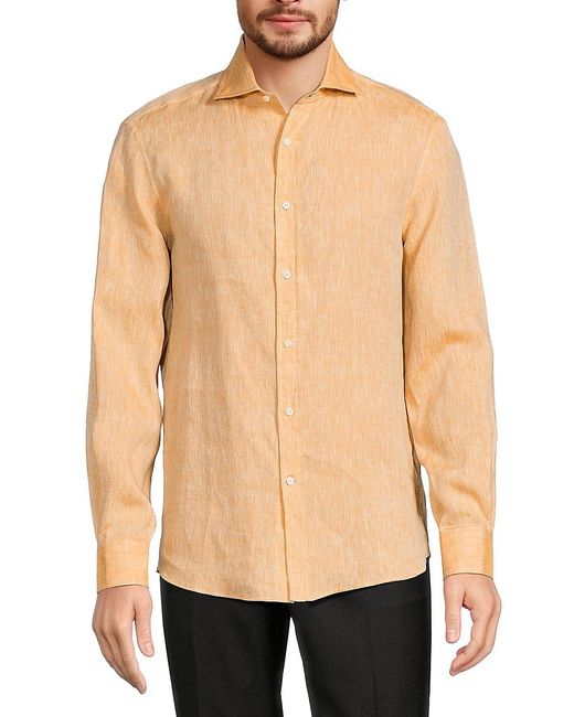Brunello Cucinelli Natural Easy Fit Linen Shirt for men