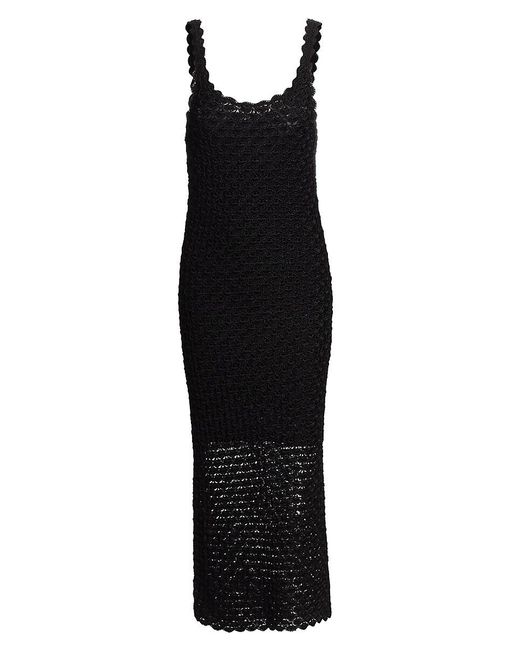 Alice + Olivia Black Bray Crochet Scoopneck Midi-Dress