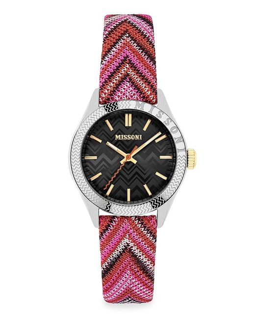 Missoni Red Classic 34mm Stainless Steel & Fabric Strap Watch