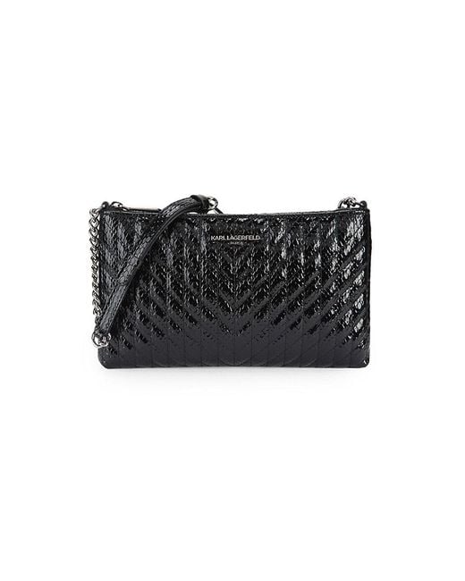 Karl Lagerfeld Karolina Chevrontextured Crossbody Bag in Black Lyst