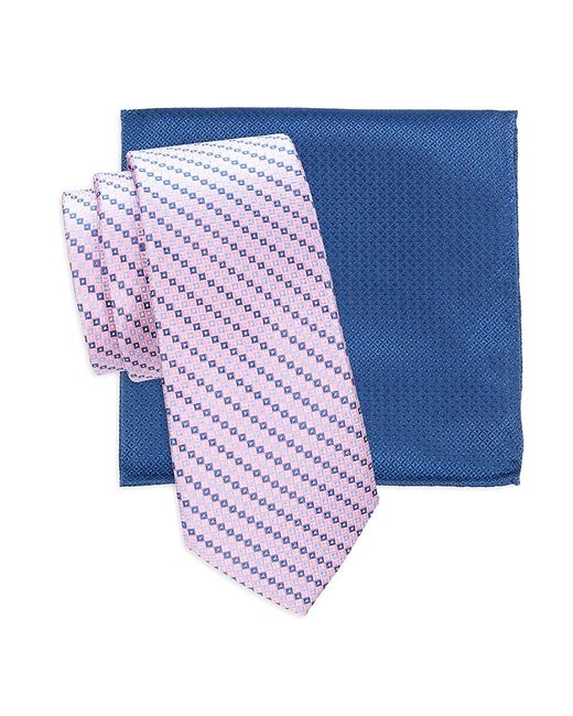 Saks Fifth Avenue Blue 2-Piece Silk Tie & Pocket Square Set for men