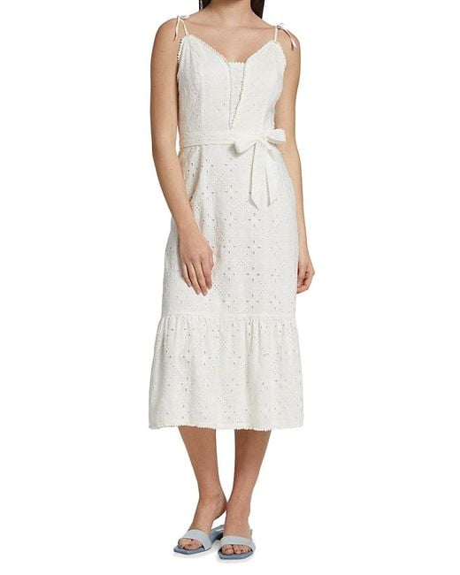 PAIGE Cotton Seryne Belted Eyelet Dress in White | Lyst Canada